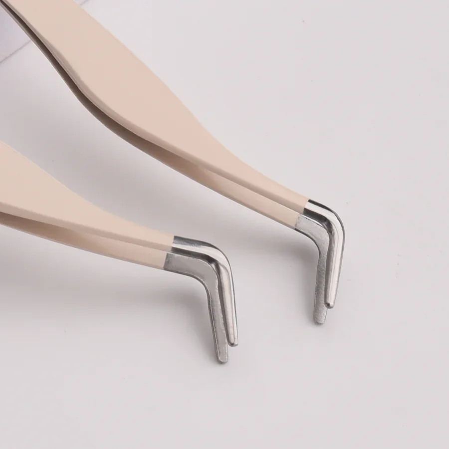 Pinzas para pestañas de acero inoxidable, pinzas para extensión de pestañas con peine, herramienta de aplicación de pestañas postizas para niñas y mujeres principiantes, 1 ud.