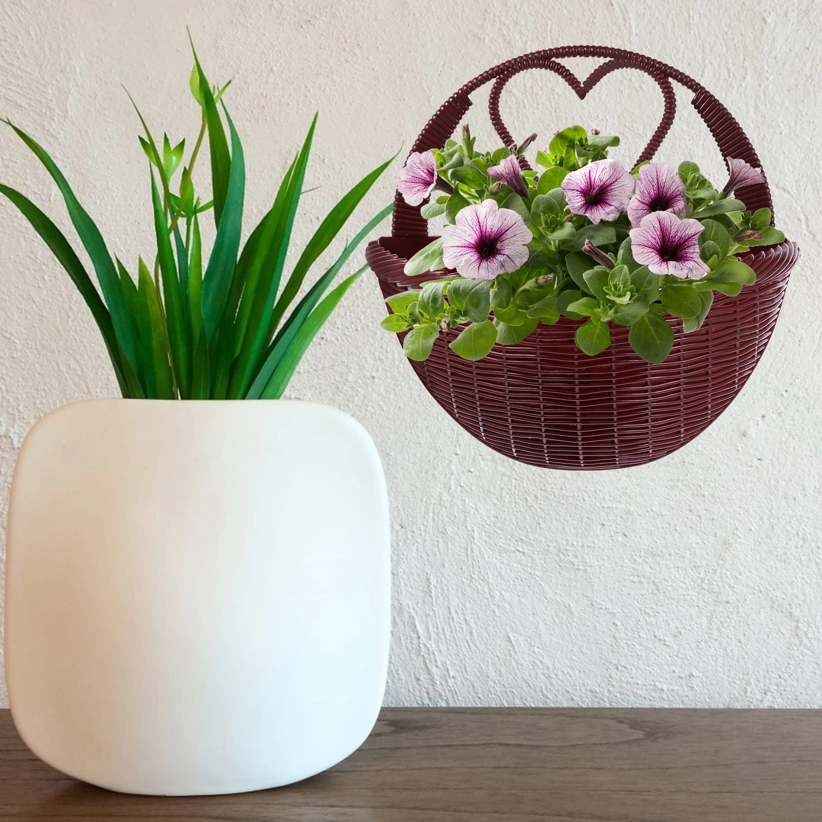 

2 шт. настенная корзина для цветов, легкий декор, пластиковый кашпо, настенный горшок для растений, садовые принадлежности