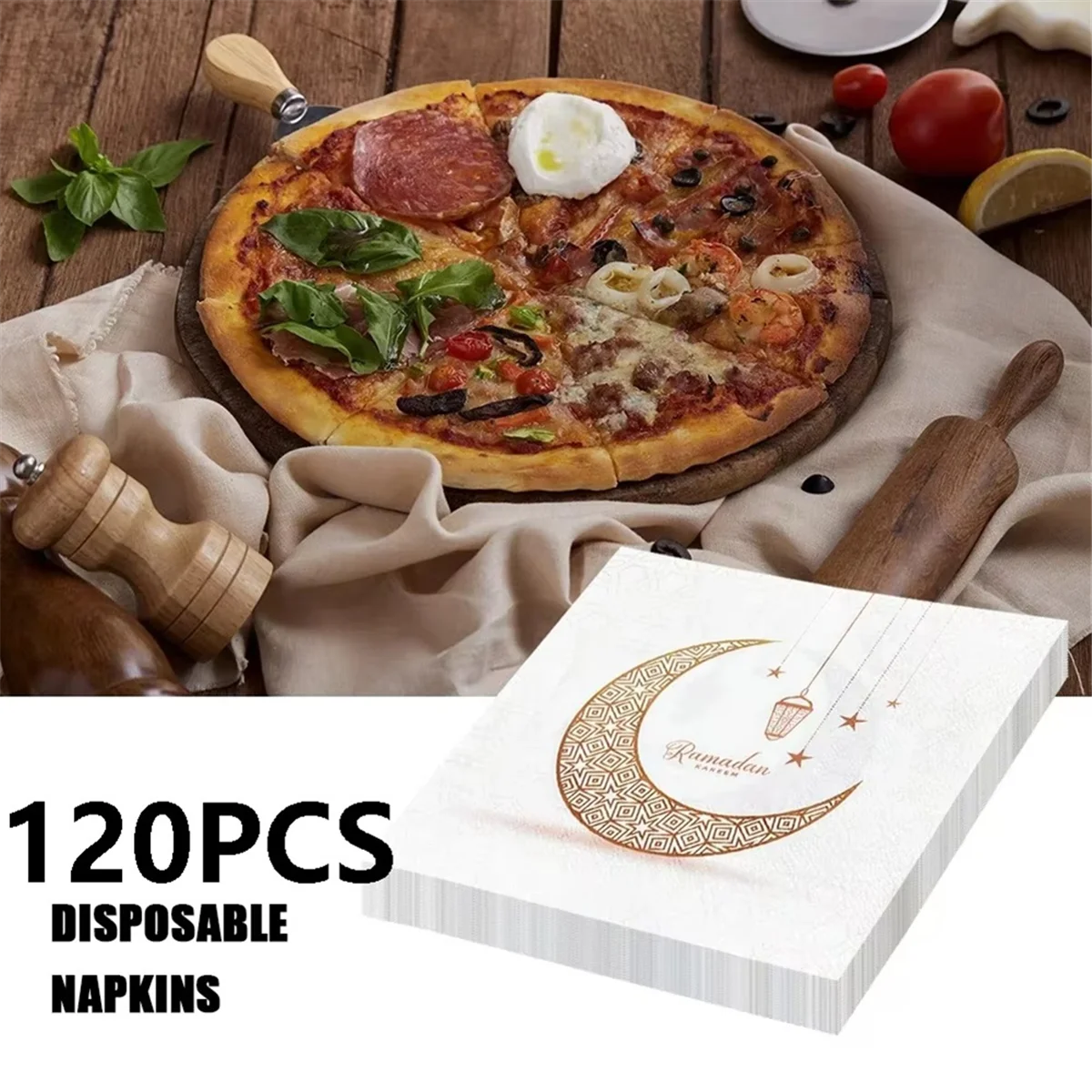 A03R 120PCS RAMADAN Napkin Dinner Table Napkins Paper Disposable Safe Fragrant Free Soft Mouth Wiping Tissue