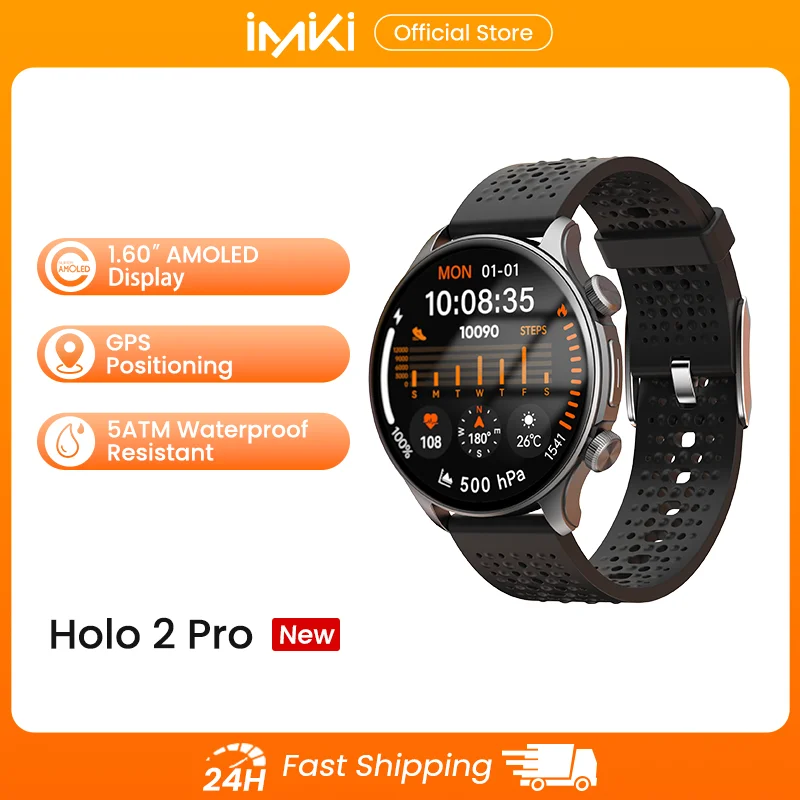 IMIKI HOLO 2 Pro 1.6 "AMOLED HD عرض Smartwatch 5ATM مقاوم للماء GPS بلوتوث مكالمات هاتفية سامسونج الرياضة الساعات الذكية
