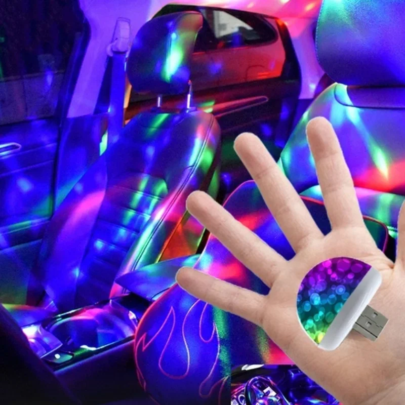 Iluminación LED USB multicolor para interiores de coche, luz de ambiente, luz colorida de neón, control por voz, mini luz de escenario para festival, novedad de 2022