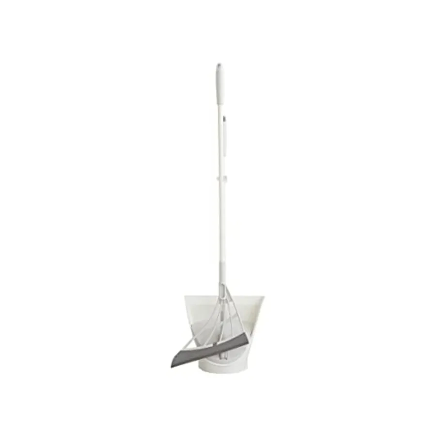 

and Dustpan Set - All-Surface Silicone Broom Squeegee for Indoor Cleaning - Sweeps Glass Dust Removes Pet Hair Liquids - Smooth