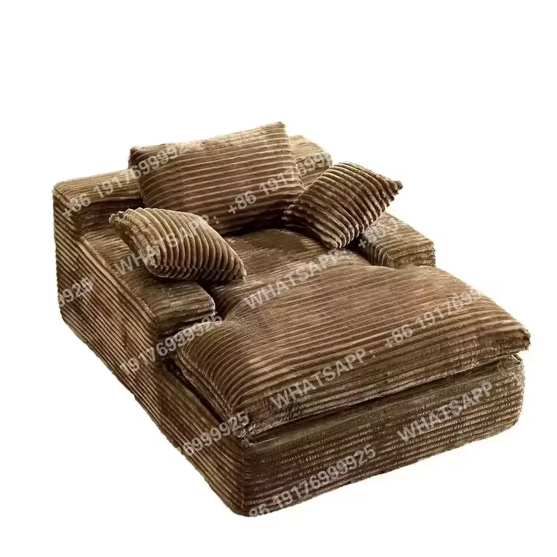 Wholesale Vacuum Packed Furniture Boneless Corduroy Upholstered Couch Sofa Bed Deep Seat Sleeper Couch for Sofas Living Room