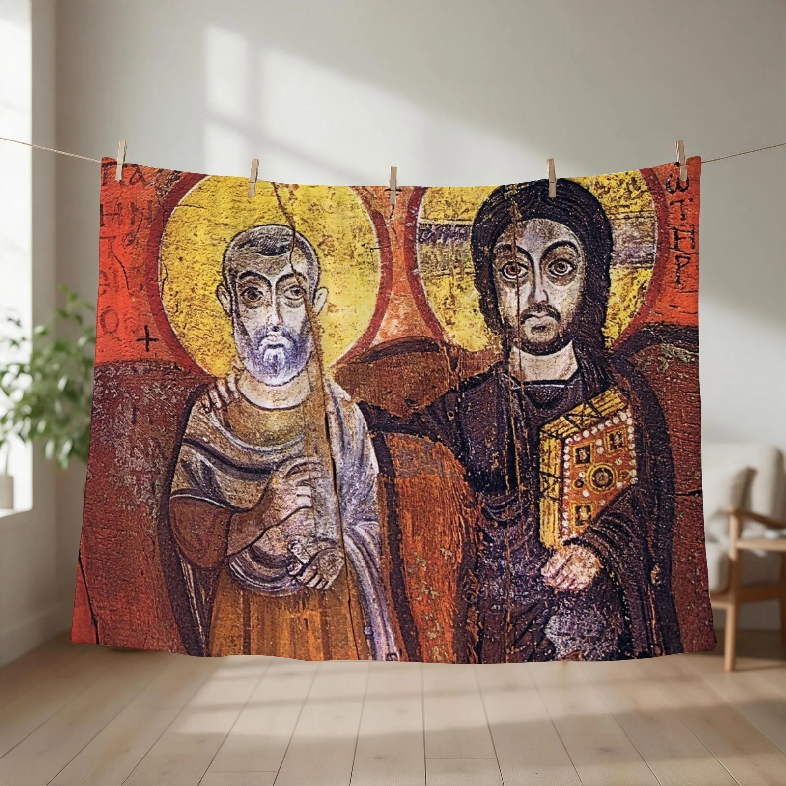 Coptic saints painted on wood Throw Blanket Quilt Summer anime funny gift Blankets