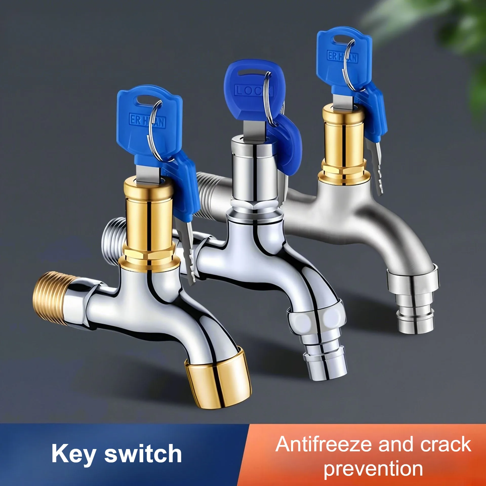 1Pc Anti-theft 1/2 Inch Thread Alloy Sink Tap With Key Lock Outdoor Faucet Lockable For Washing Machine Garden Watering Car Wash