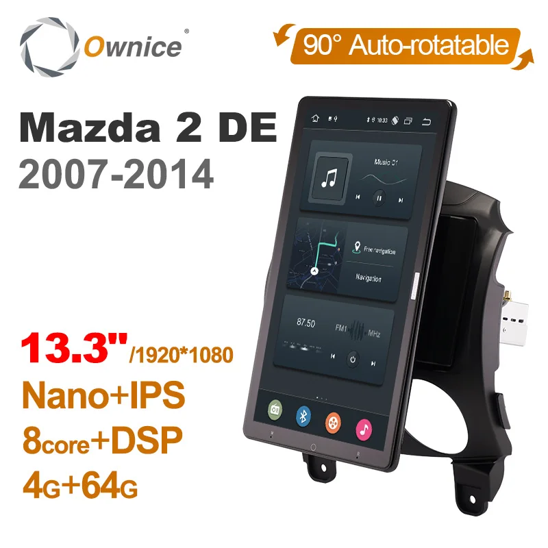 

TS10 Android 12.0 Ownice Car Radio Auto for Mazda 2 DE 2007-2014 with 13.3" 7862 No DVD Support USB Tesla Style Nano 1920*1080