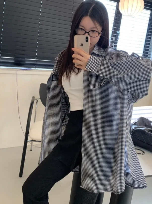 

Women's Loose Lazy Sle irt Sve Hollow out Tie Collar Long Sve Mid-Length Cotton Cheered Sun Protection Top