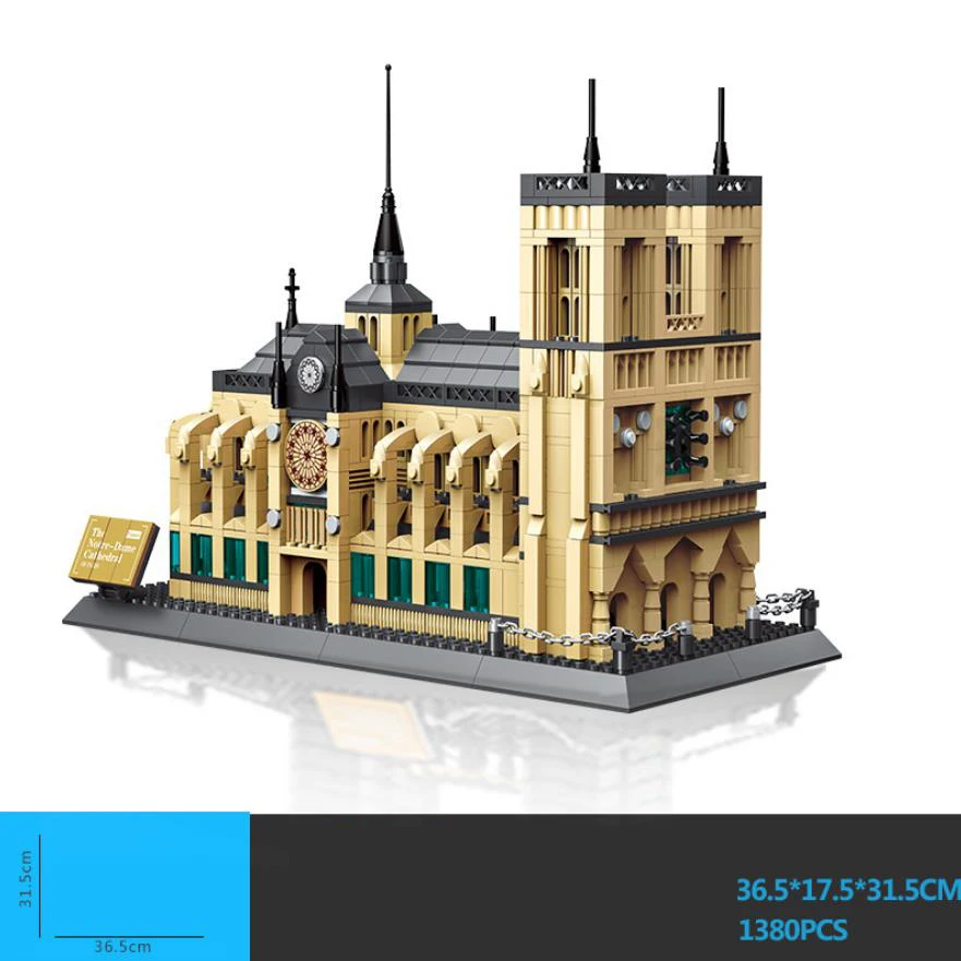 L'architettura storica di fama mondiale perduta Costruisci mattoni Notre Dame De Parigi Francia Collezione di micro diamanti Nanobrick Toy