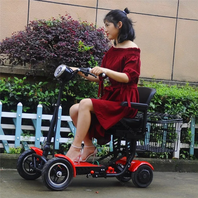 EU Stock 10-Inch Electric Four-Wheeled Scooter Elderly Disabled 250W Dual Motor Foldable Lightweight Mobility Scooters with seat