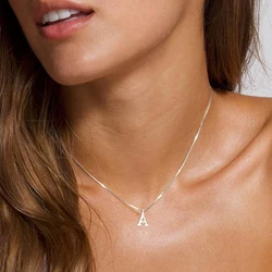 Stainless steel color women's pendant necklace with 26 letters, minimalist style jewelry gift necklace, 2025 women's trend