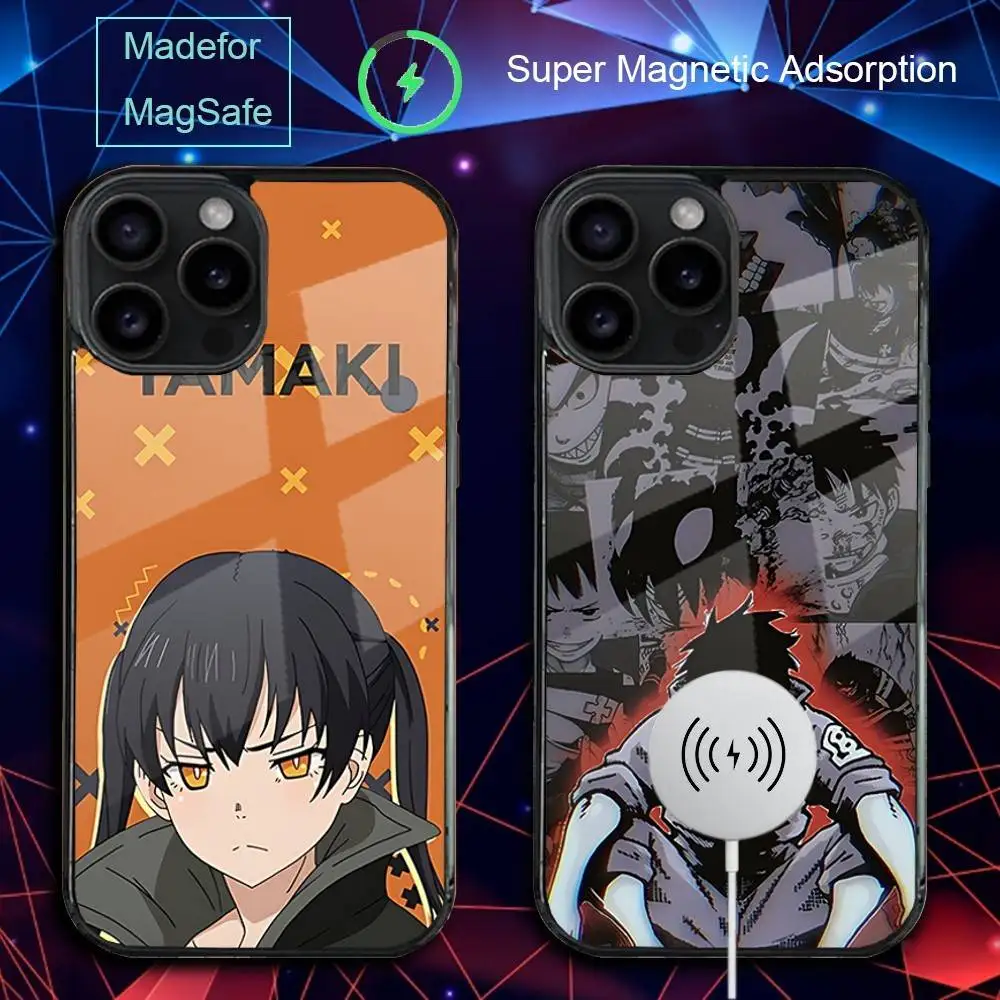 เคสโทรศัพท์ลายอนิเมะ F-Fire สำหรับ iPhone 17,16,15,14,13,12,11,Pro,Max,Plus,Mini,SE4,E รองรับการชาร์จไร้สายแบบแม่เหล็ก Magsafe