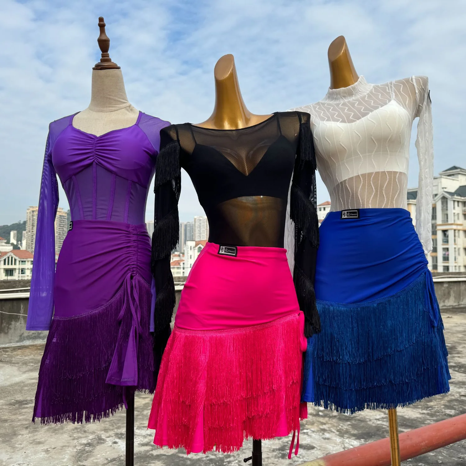 

2025 Latin Dance Skirts For Women New Colored Drawstring Tassel Short Skirt Practice Clothes Chacha Rumba Latin Wear DQS18345