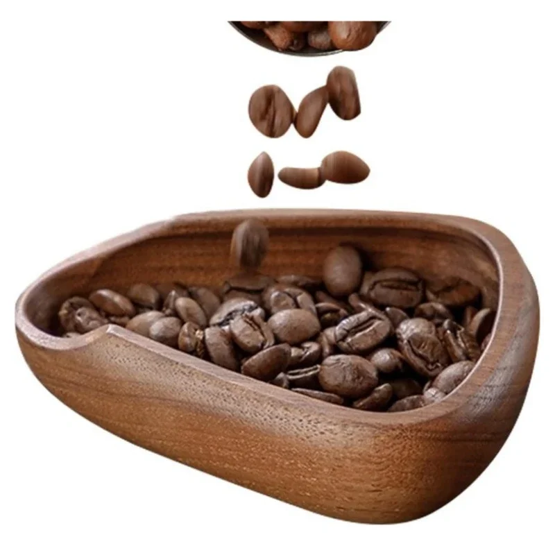 Wooden Coffee Bean Bowl Solid Wood Coffee Bean Measuring Container Espresso Dosing Cup Tea Leaf Display Tray Coffee Accessories