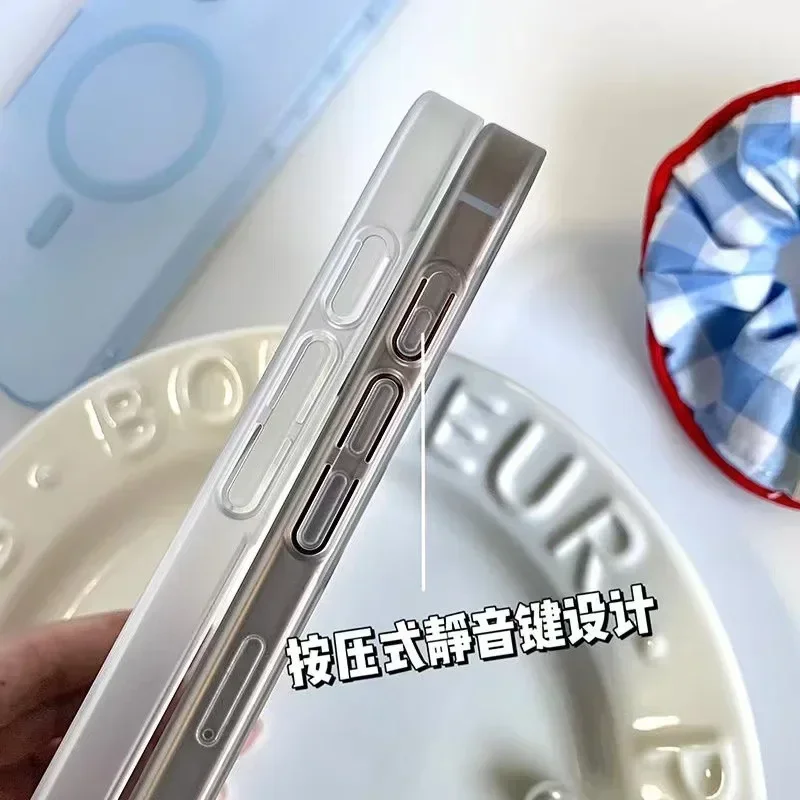 Luxury Matte For Magsafe Case For iPhone 11 12 13 14 15 16 Pro Max Plus Magnetic Ultra Thin Translucent Shockproof Slim Cover