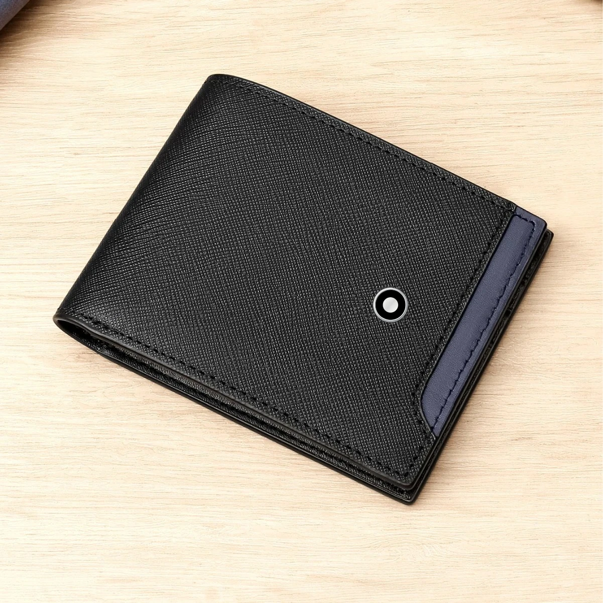 

Business Sle 100%Genuine Leather Mens Wallet Premium Product Real Cowhide Wallets for Man Short Black Wallet Short Purses Bla