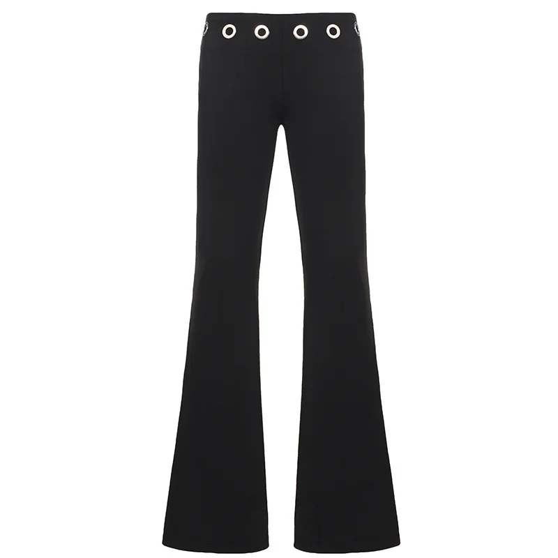 Casual and fashionable chicken eyes low waist pants women's street style sporty wrapper hip micro flared pants
