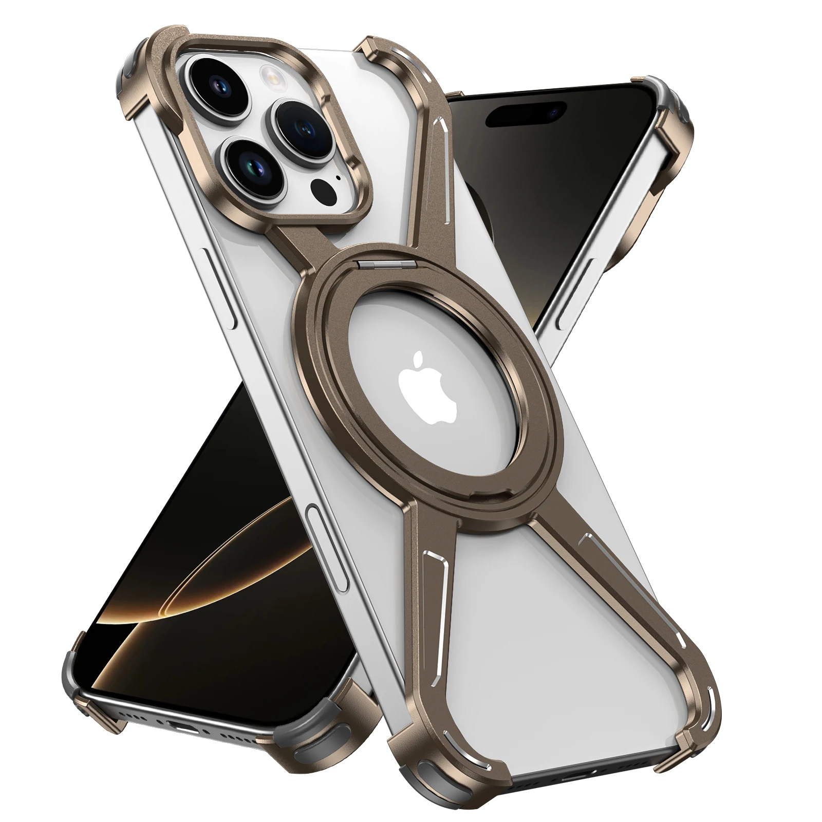 

Металлический чехол MagSafe MagSafe с вращением на 360 градусов для iPhone 15 16 Pro Max, бампер из алюминиевого сплава, магнитный кронштейн, крышка