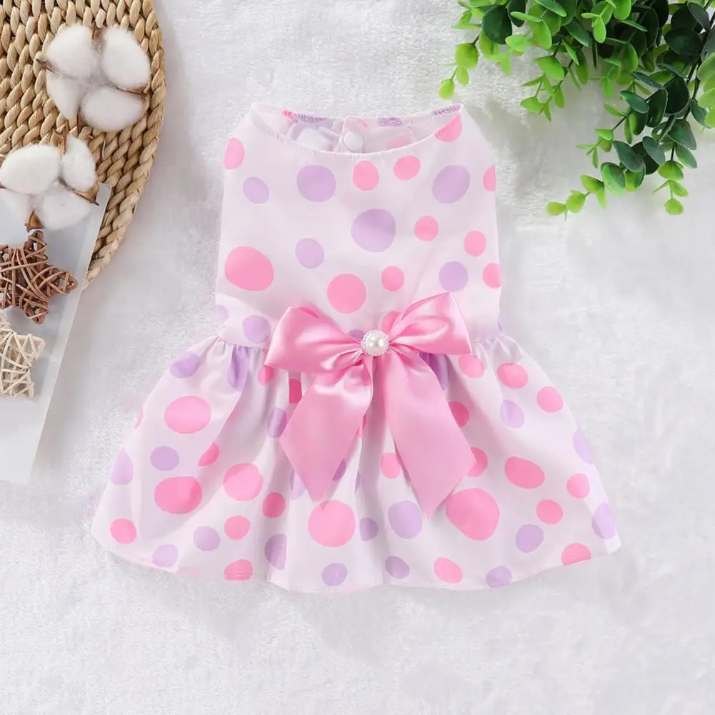 Cute Pet Dress with Easy Closure Elegant Pet Princess Dresses for Dogs Soft Chihuahua Clothes with Bowknot Cute for Wedding