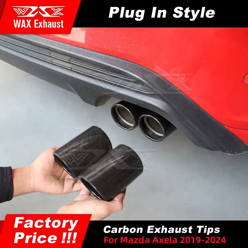 

1pcs 89mm Inlet Carbon Fiber Exhaust Pipe Car Accessories Exhaust Mufflers Nozzle For Mazda Axela 2019-2024 With Ak Logo