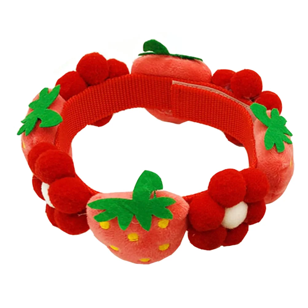 

Decorate Strawberry Blossom Item Strawberries Puppy Collars for Litter Cotton Pet Accessory Flower