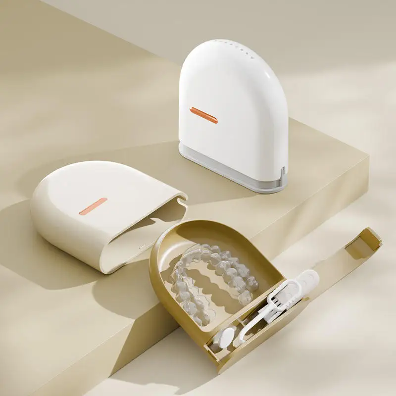 

‌Portable Mouth Guard Retainer Case Denture Storage Box Teeth Aligner Braces Organizer Oral Cleaning Travel Without Brushes