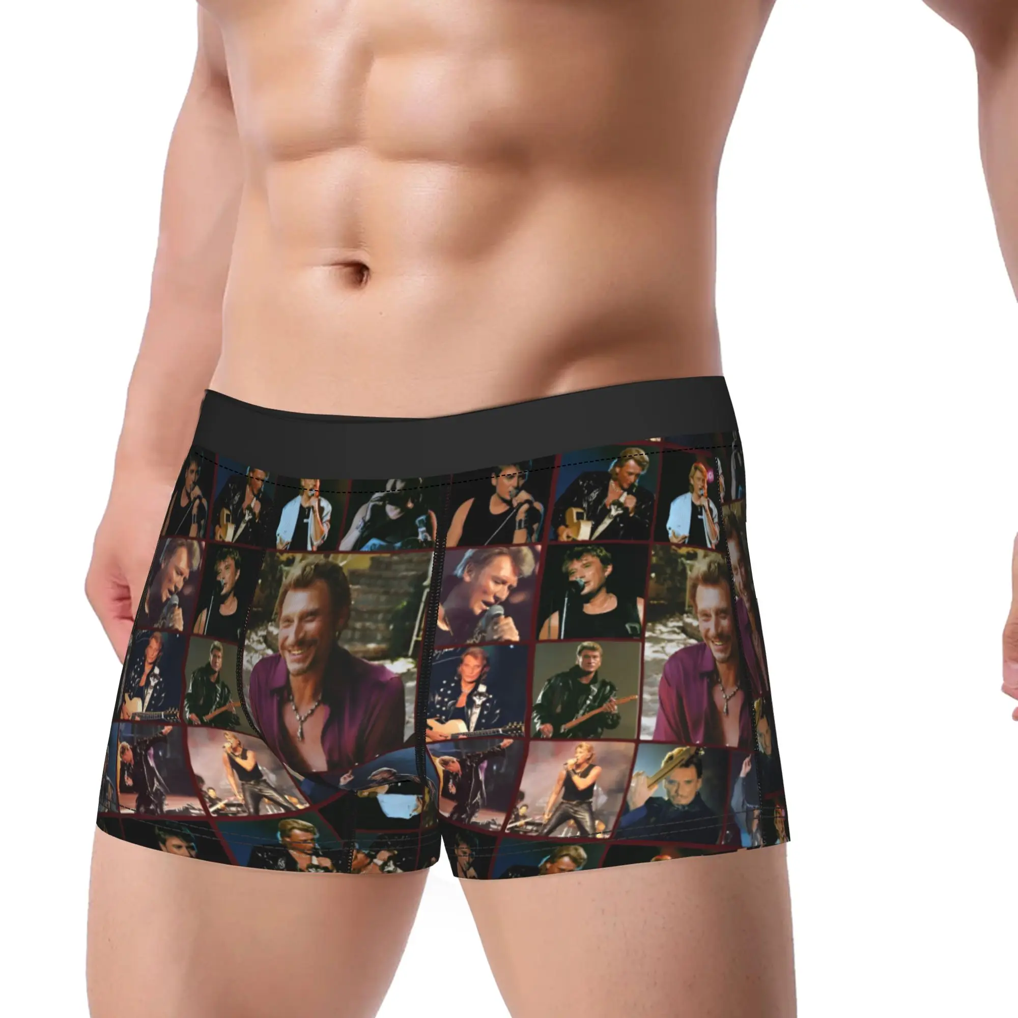 Men Johnny Hallyday Underwear Rock Star Music French Singer Fashion Boxer Briefs Shorts Panties Male Soft Underpants M-XXL