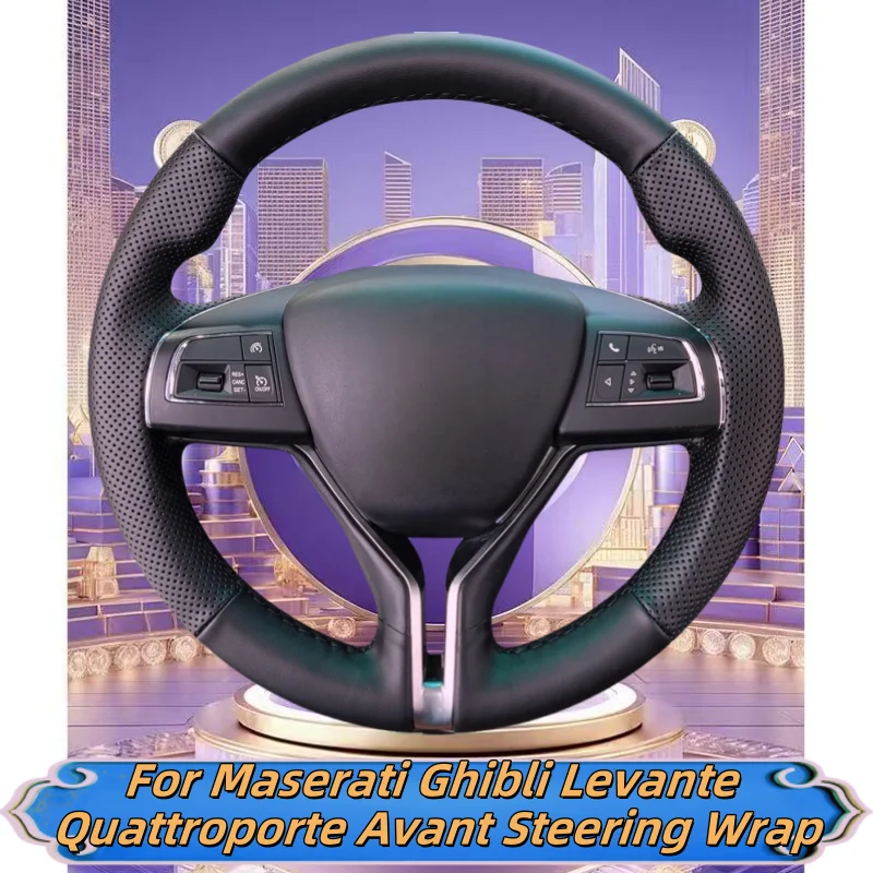 

Car Steering Wheel Cover Hand-Sewn Microfiber Leather For Maserati Ghibli Levante Quattroporte Avant Steering Wrap Accessories