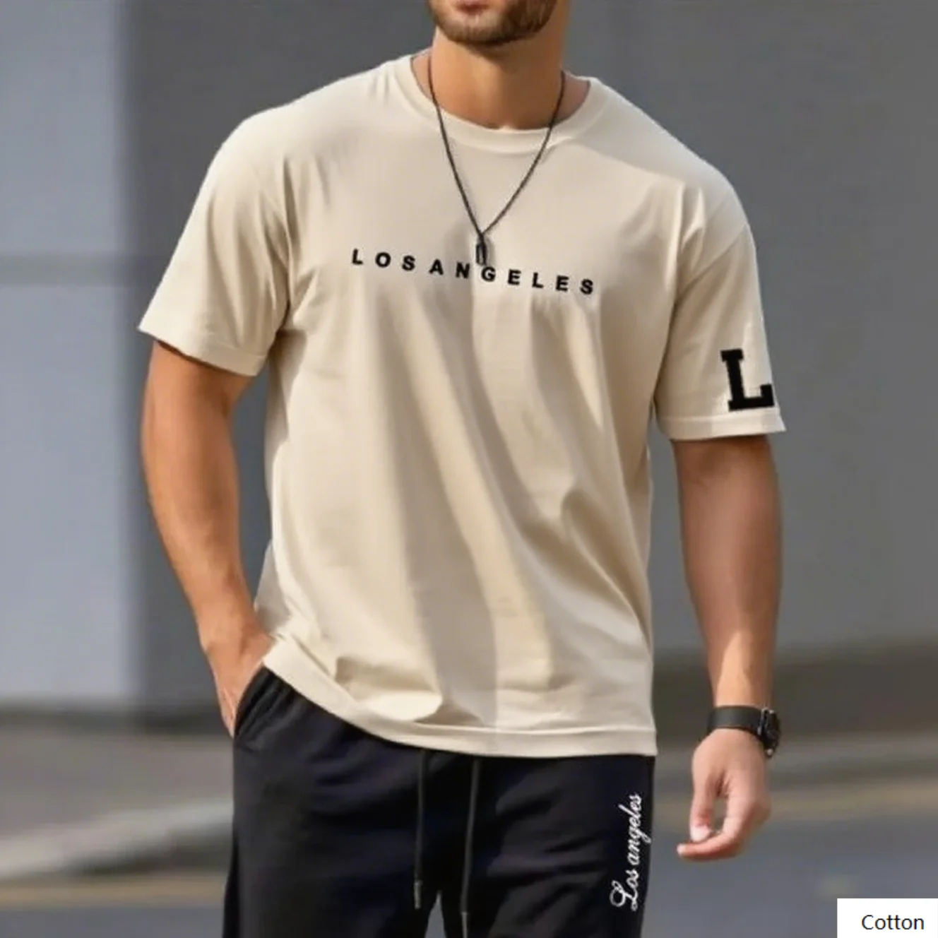 تي شيرت قطني عالي الجودة مطبوع عليه لوس أنجلوس يرمز حبك لمدينة النجوم رائعة للاستخدام اليومي