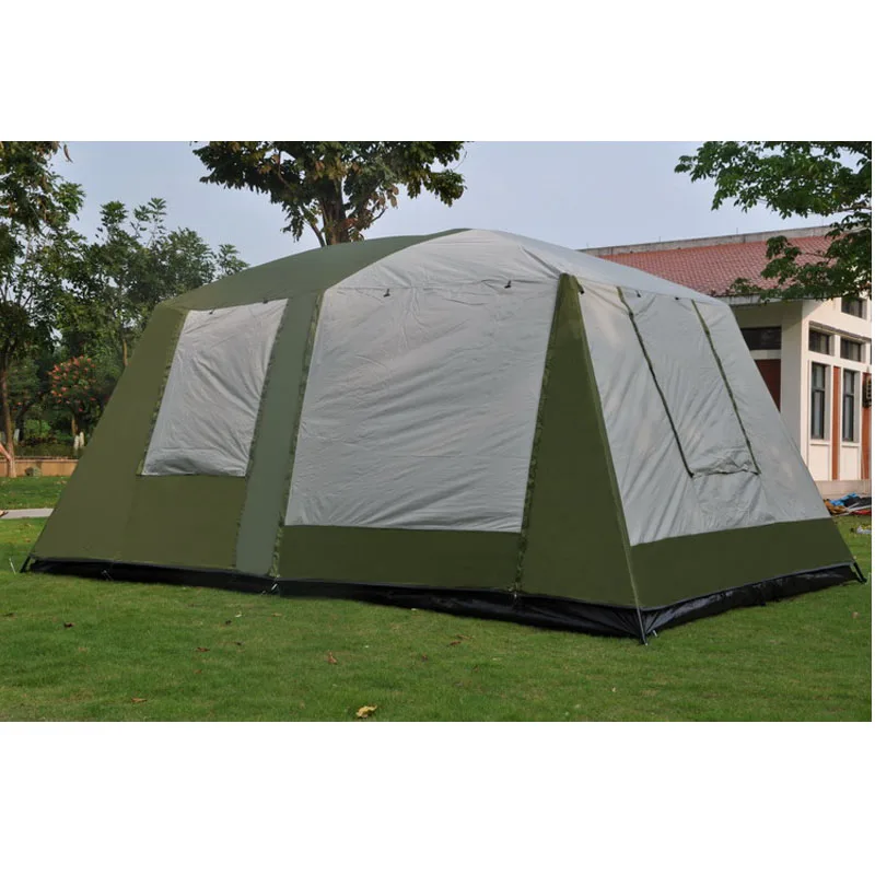 Ultralarge 2sleeping Rooms 1hall Camping Tent 6-12Persons Double Layers Waterproof Windproof Outdoor Party Family Tourist Gazebo