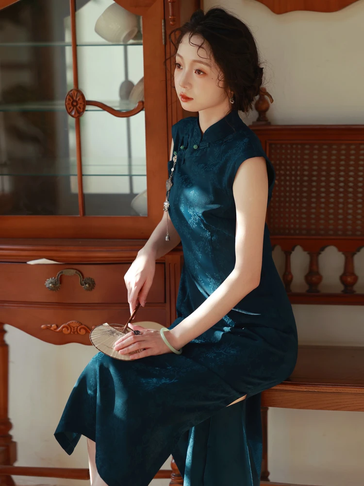 

New Arrival Special Offer ZhongLang Qipao One-Button All-Open Front Village Dr Pillow Retro Sle Mid-Length Flag Robe