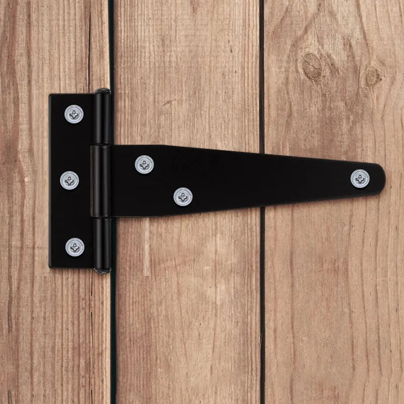 1PC Black T-Shaped Triangular Iron Hinge for Cabinet Shed Wooden Gate Hinges Hardware Rust Proof Light Duty Shed Accessories New