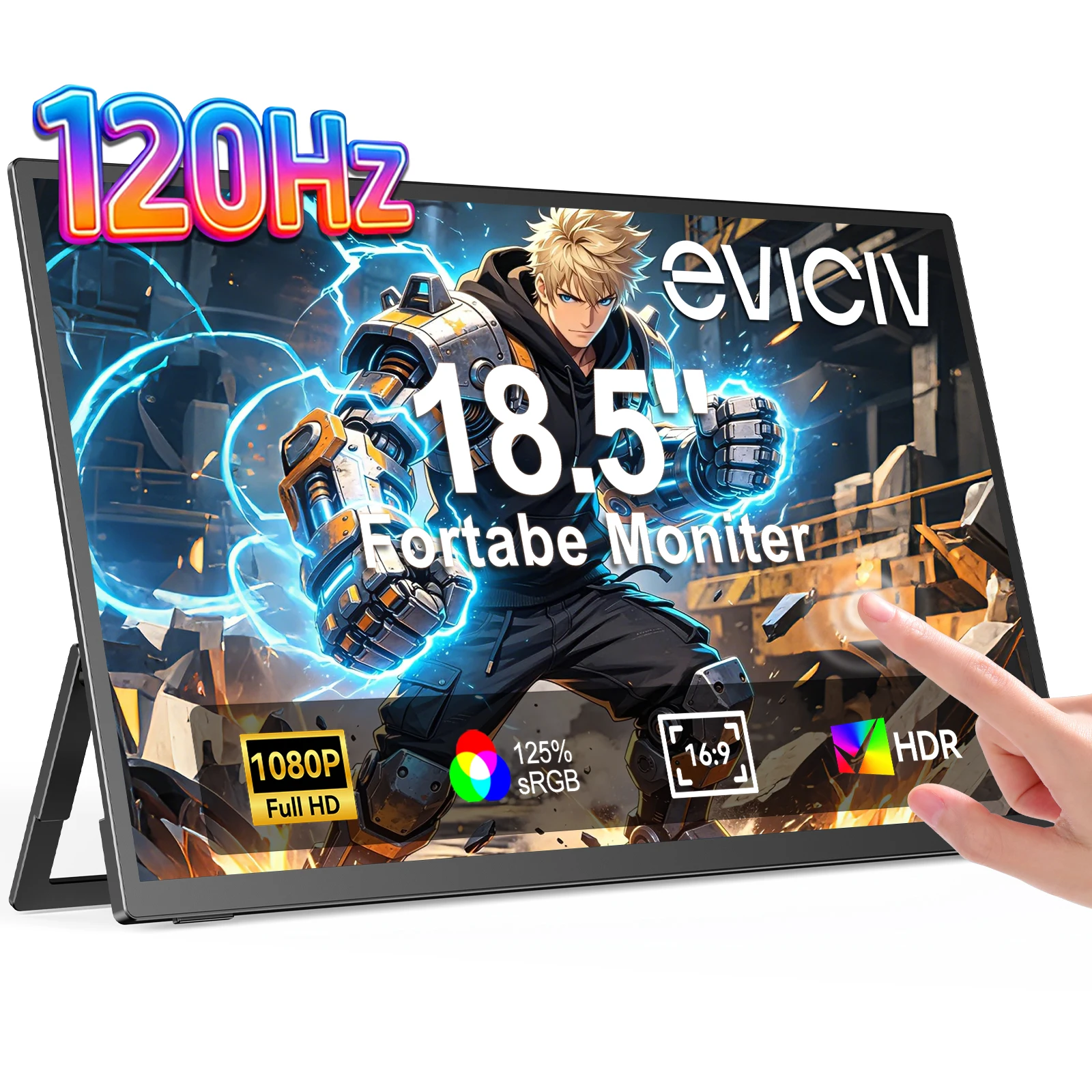 �y�Z�[�����zEVICIV 120 Hz�m�[�g�p�\�R���^�b�`�|�[�^�u���f�B�X�v���C18.5�C���`1920 x 1080 p FHD 125%sRGB USB-C�~�jHDMI��^�Q�[���f�B�X�v���CHDR Freesync���s�O�t����2�X�N���[���m�[�g�p�\�R���Q�[���@MacBook PC PS 4/5 Xbox�X�C�b�`�A�X�^���h�ƃX�s�[�J�[VESA�t��