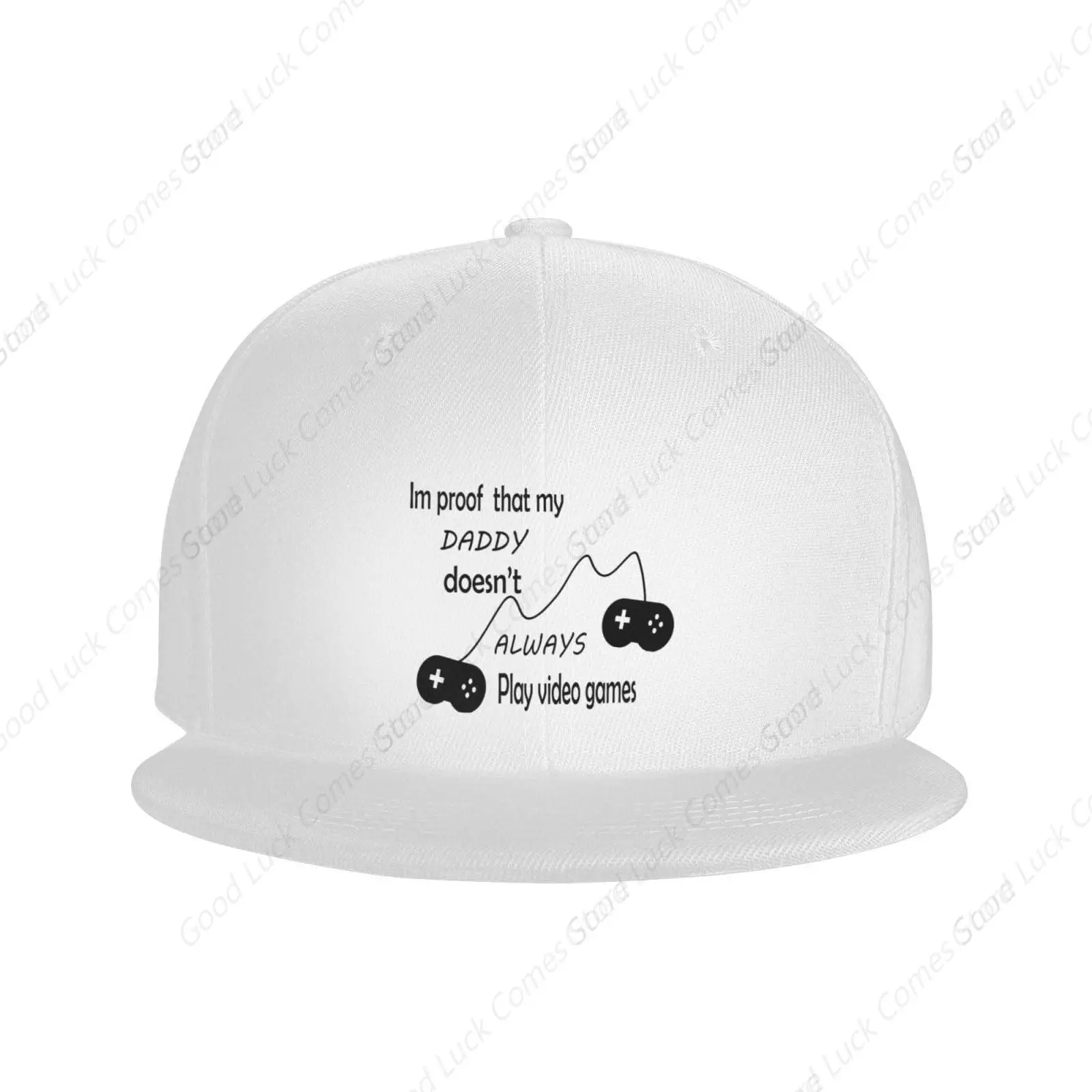 Daddy Doesn't Always Play Video Games Funny Flat Bill Hat Adjustable Baseball Cap for Men Women