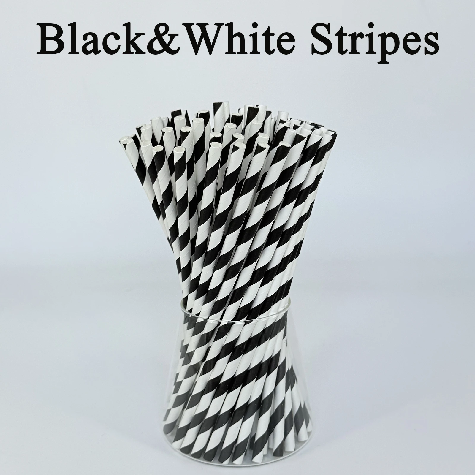 

100 Striped Paper Straws, Biodegradable Disposable Drinking Colorful Straws for Birthdays, Coffee, Cocktail, Lemonade, Weddings,