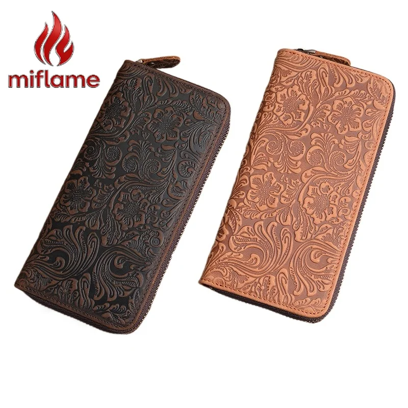 

Men's Passport Wallet Genuine Leather Long Zip Around Travel RFID Clutch Vintage Retro Business Holiday 2025 New