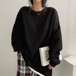 Spring Autumn Long Sleeve Loose Contrast Fake Two Pieces Pullovers Top Casual Solid Youth Hoodies Korean Fashion Women Clothing