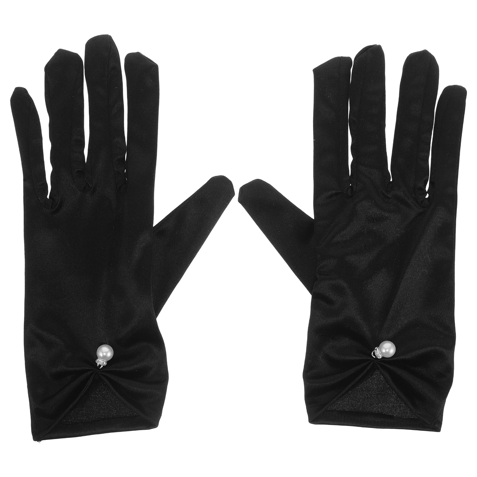 

Satin Wedding Pearl Short Formal Women Bridal Wedding Gloves For Bride Wrist Gloves Accessory White Opera Tea Party Glove
