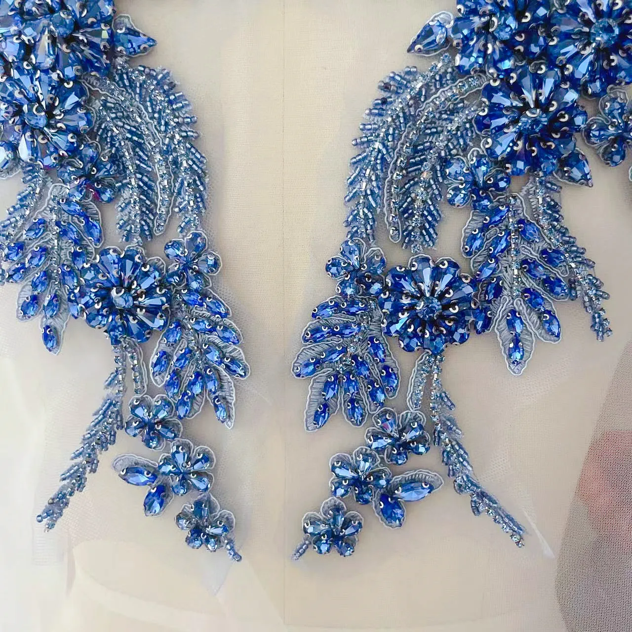 Handgenähte Strass-Mäntel, Spiegelblumen, Funkelnde Strass-Mäntel, Taillenbänder, Schultern, Hochzeitskleid, DIY-Applikationen, Neue Farbe – Detail 3