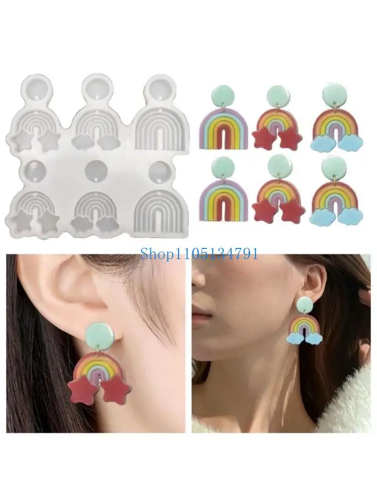 

98km Unique Earring Silicone Mould Set Delicate Earring Sculpting Mold Crystal Drop Rainbow Earring Mold
