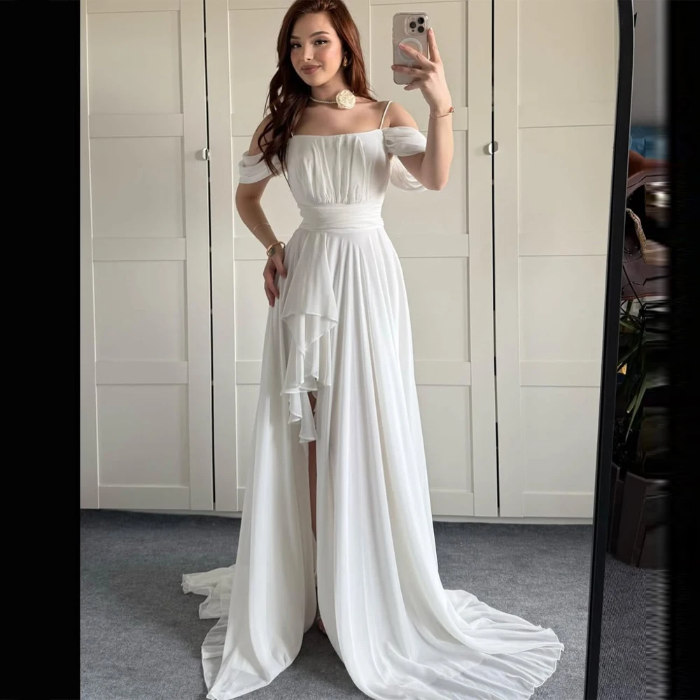 

Off The Shoulder Women Wedding Dresses Fascinating A-Line Bridal Gowns Elegant Multi-Layer Sheer Vestidos De Novias Customized