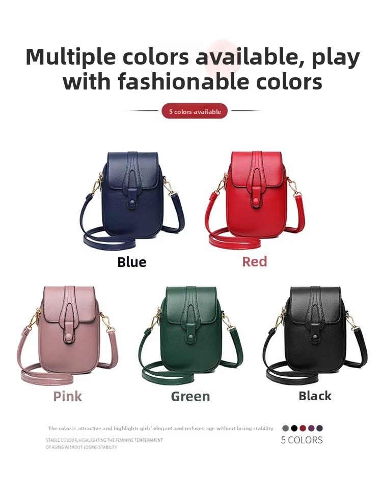 Mini-Multifunktions-Umhängetasche aus Leder für Handy/Sport, Cross-Taschen mit Kopfhöreranschluss, mehrlagige Damentasche mit Abdeckung – Detail 15