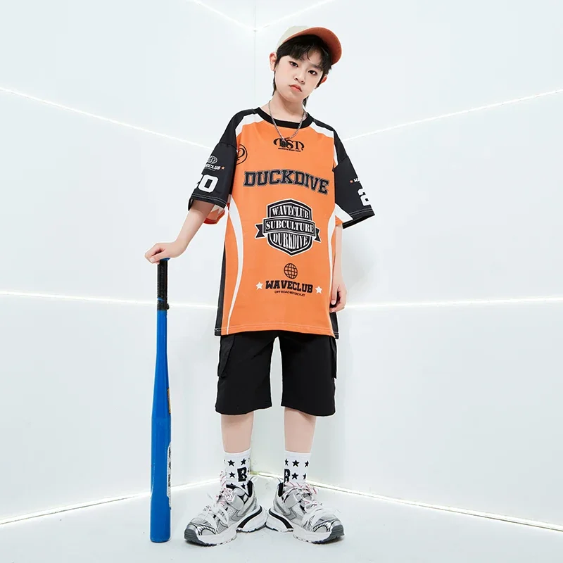 Ballsaal Hip Hop Jungen T-shirt Street Dance Cargo-Shorts Mädchen Sommer Kühlen Streetwear Kinder Kleidung Sets Kinder Bühne Kostüme