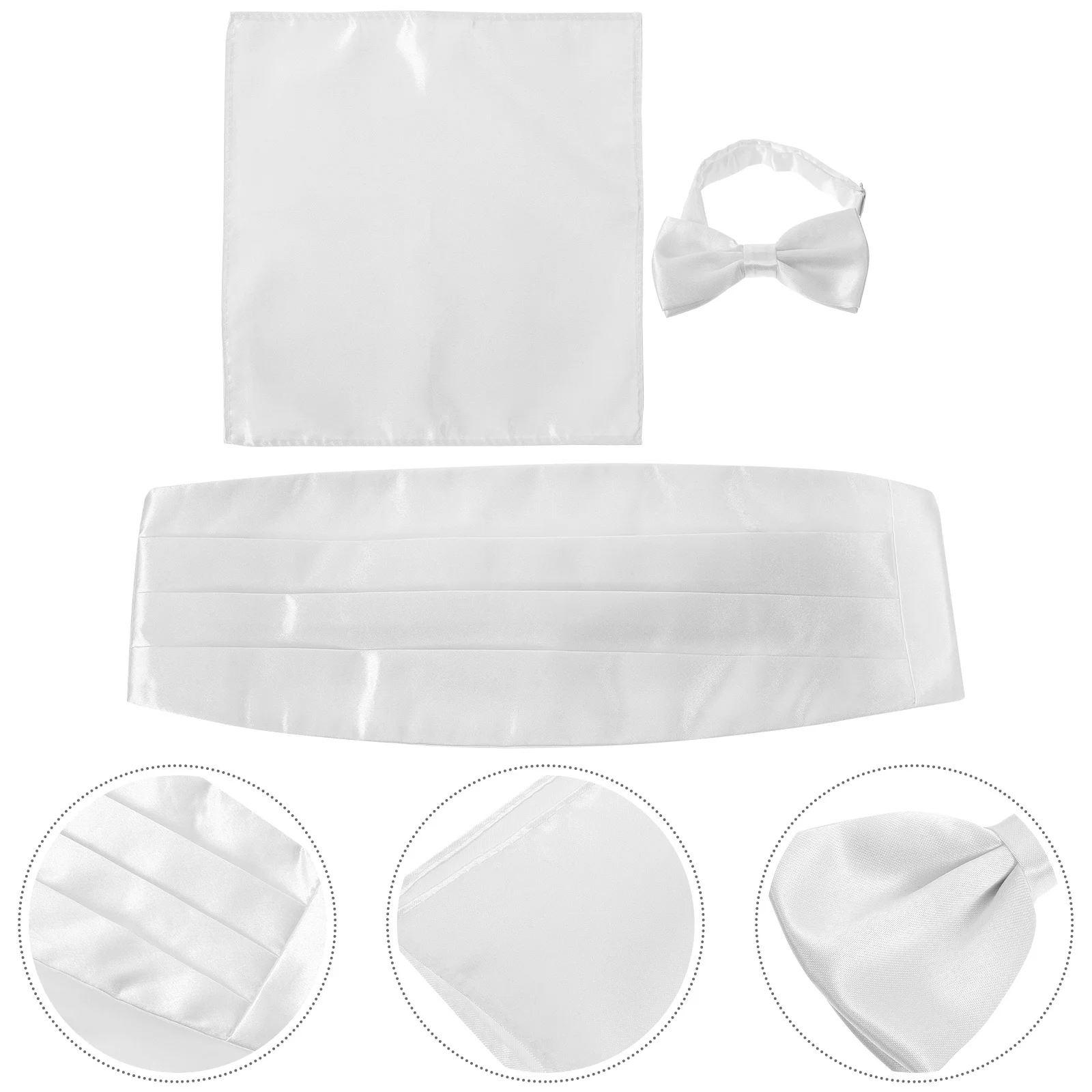 1 مجموعة الرجال Cummerbund ربطة القوس فيونكة جيب منديل الساتان الوجه السلس النمط الكلاسيكي الزفاف حفلة موسيقية حفلة التخرج الرسمية #6