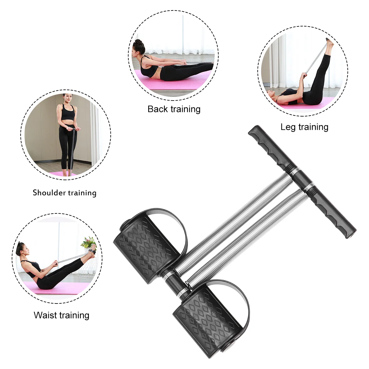 Fitness Pedal Portable Resistance Band for Home Outdoor Ergonomic Handles Double Spring Steel Design