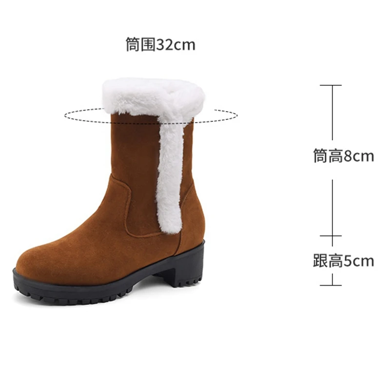 

ORCHALISA модные женские зимние ботильоны с круглым носком на толстом каблуке и платформе, плюшевые слипоны, размер 41, 42, 43, Bota для отдыха