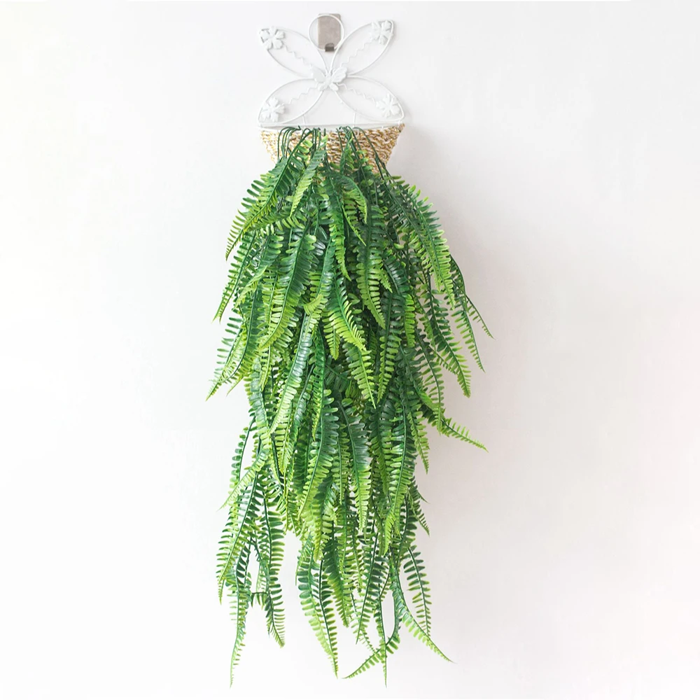 Artificial Fern Persian Rattan Hanging Plants Boston Ferns Ivy Vines Home Decor Home Garden Decoration Rattan Wedding Party DIY