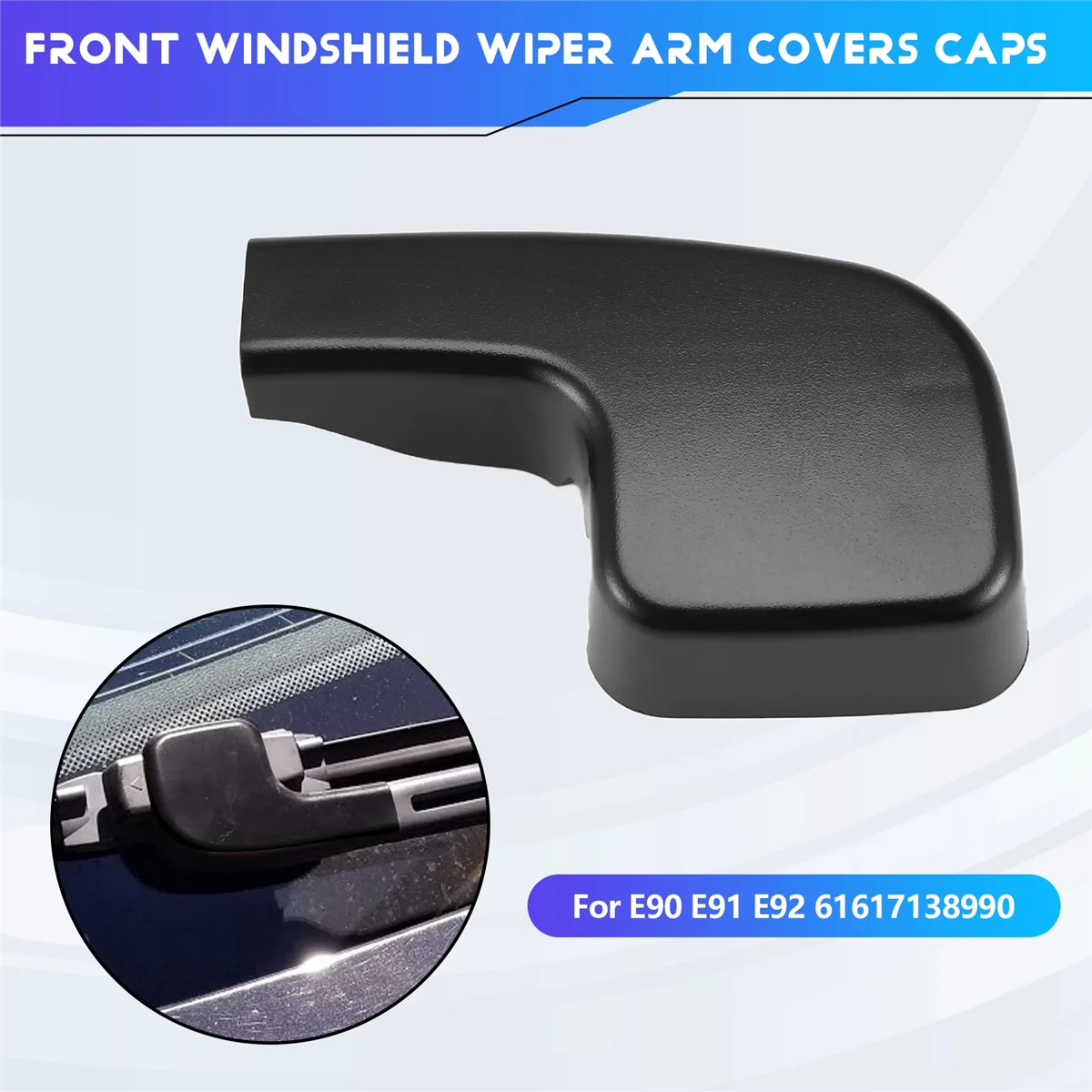 AT77 2X جديد الجبهة ممسحة زجاج أمامي يغطي الذراع قبعات لسيارات Bmw 3 E90 E91 E92 61617138990