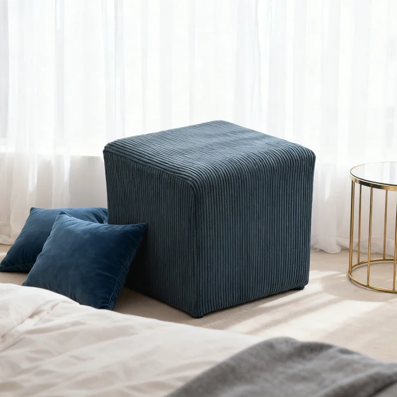 2pcs 1/ Elastic Square Ottoman Cover Polar Fleece Foot Covers Stool Stretch Footrest Slipcovers House Pouf Furniture Protector