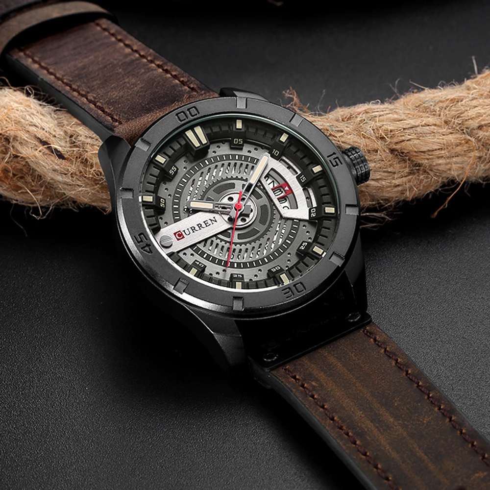 CURREN Top Brand Luxury Fashiong Casual Business Wristwatch Leather Strap Male Clock Military Quartz Men Watches Reloj Hombre