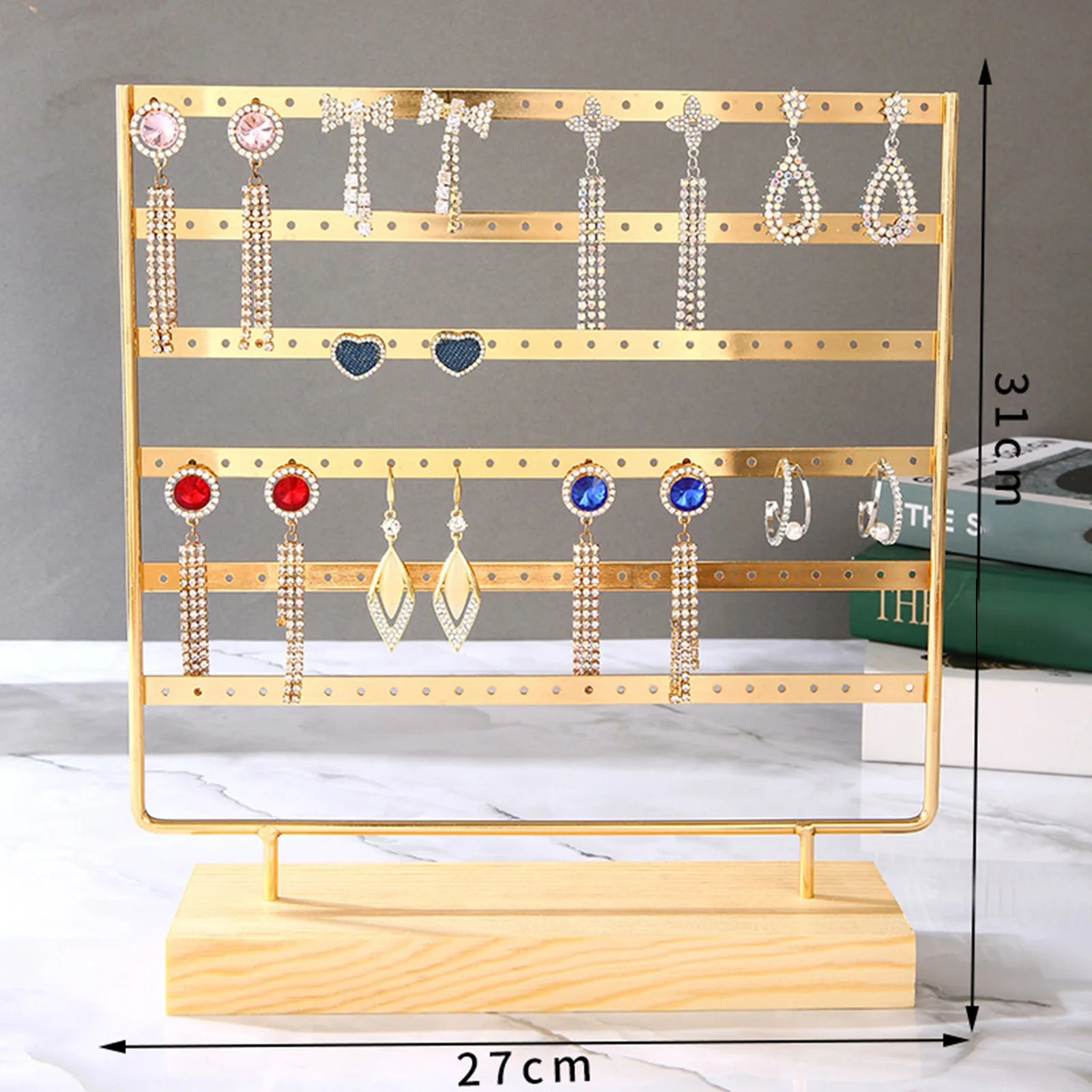 女性と女の子のためのイヤリングオーガナイザースタンド、ジュエリー収納ラック、ショーケース、ホームジュエリーストア、カウンタートップスタンド、6層